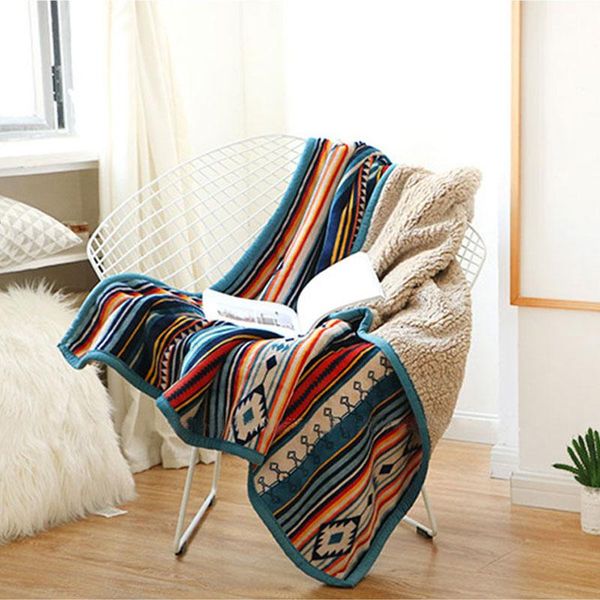 

coral velvet super soft retro flannel fleece sherpa bohemian couch throw blanket for sofa portable car travel cover blanket