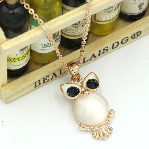 

new korean crystal opal owl necklace, Silver