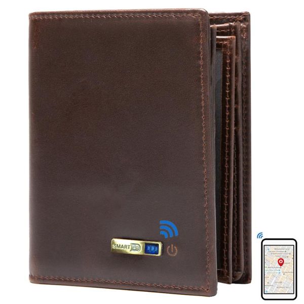 

wallets smart bluetooth-compatible wallet anti-lost genuine leather mens card holder finder birthday gifts for dad, Red;black