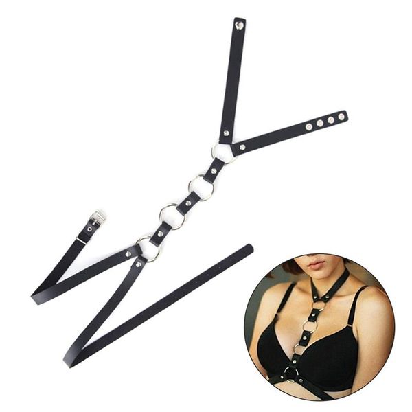 

belts women faux leather chest body harness waist belt strap punk corset bustier, Black;brown