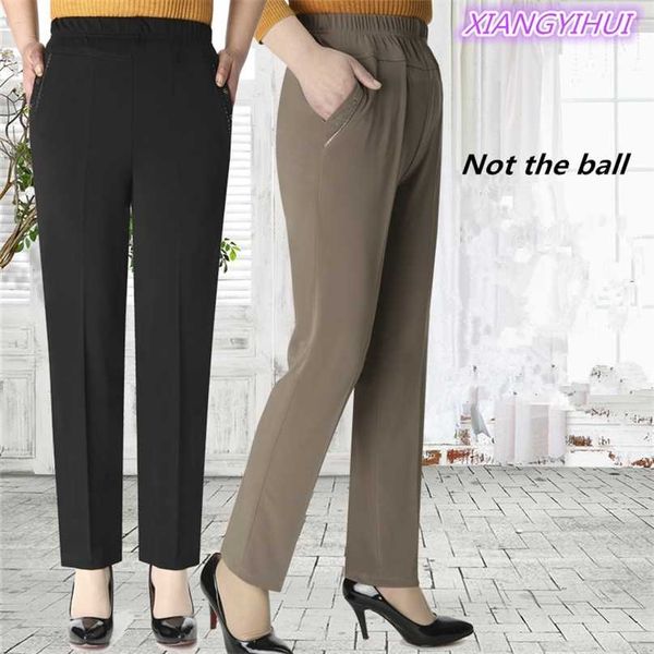 

high elastic breathable comfortable capris pants mother clothing casual plus size summer women's loose -5xl 211007, Black;white