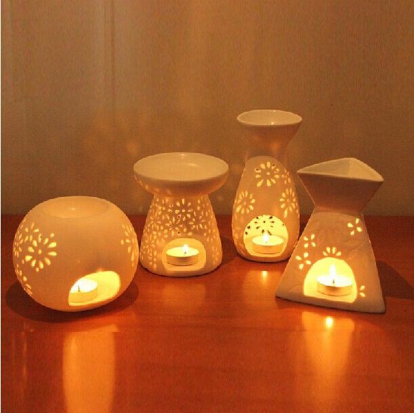

fragrance lamps ceramic white porcelain pottery incense burner hand-made hollow