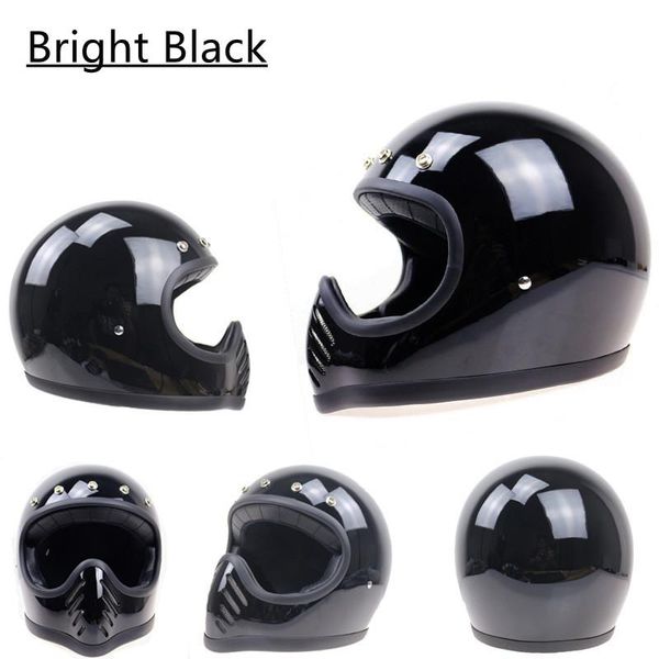 

motorcycle helmets moto 3 full face vintage helmet fiberglass shell with detachable visor casco cafe racer dot