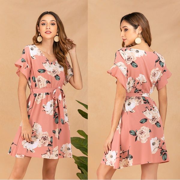 

women's dress guangzhou women's dress short sleeve printed dress, White