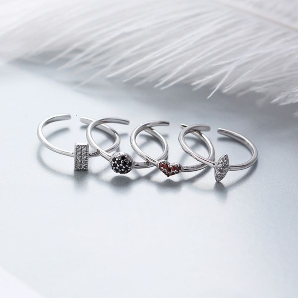 

tyj0158 simple silver ring s925 pure silver us personalized line geometric opening ring