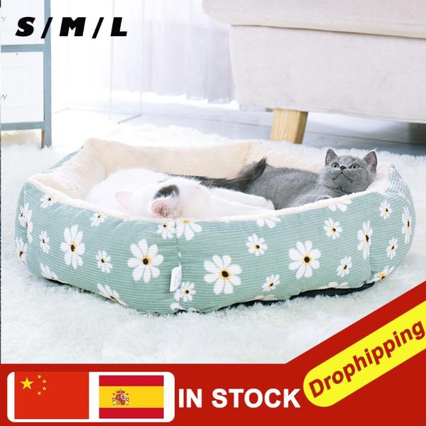 

cat beds & furniture bed house hexagon pet lounger cushion for small medium dogs winter warm fleece dog kennel puppy mat