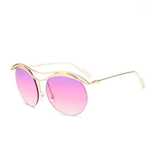 

sunglasses gradient semi punk round retro custom rimless women, White;black