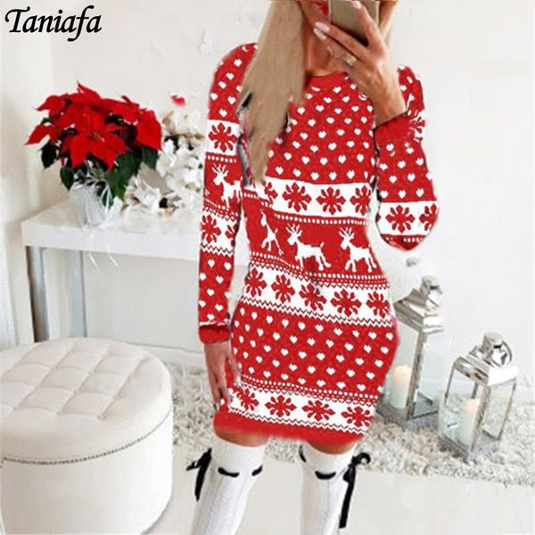 

casual dresses autumn winter ladies party dress fashion womens chtistmas printing long sleeve round neck bottom xmas short, Black;gray