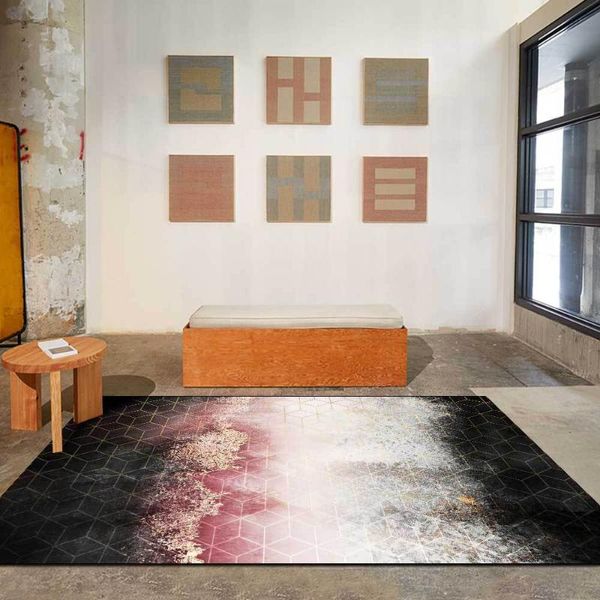 

bath mats nordic abstract light luxury gold black powder gray diamond lattice living room bedroom bedside carpet floor