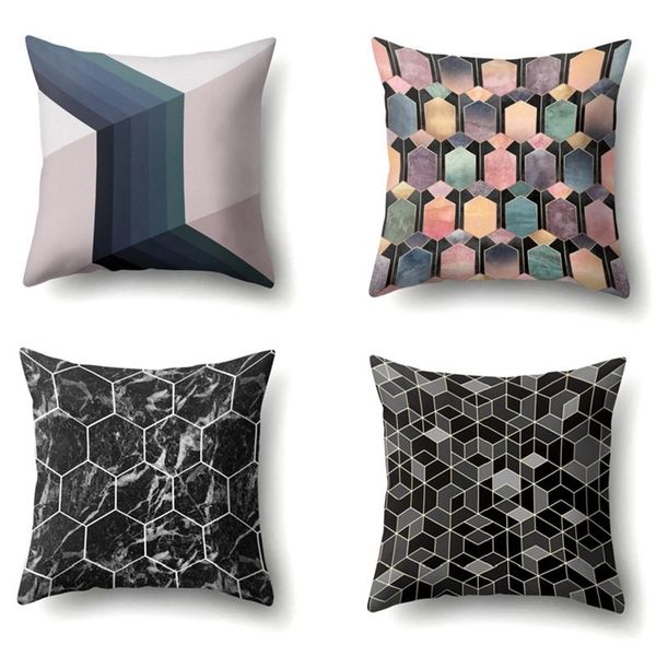 

pillow case geometric gray striped decorative cushion cover pillowcase sofa home bedroom decor 45x45cm