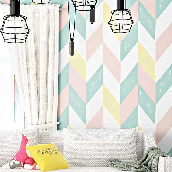 

wallpapers 2021 nordic fashion apartment pvc geometric lattice wallpaper home decor pink blue white korean living room waterproof