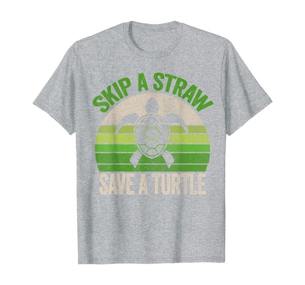 

skip a straw save a turtle vintage retro save the turtles t-shirt, White;black