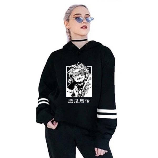 

men's hoodies & sweatshirts funny hawks print my hero academia anime hoodie 2021 fashion oversized harajuku cosplay teenager clothes, Black
