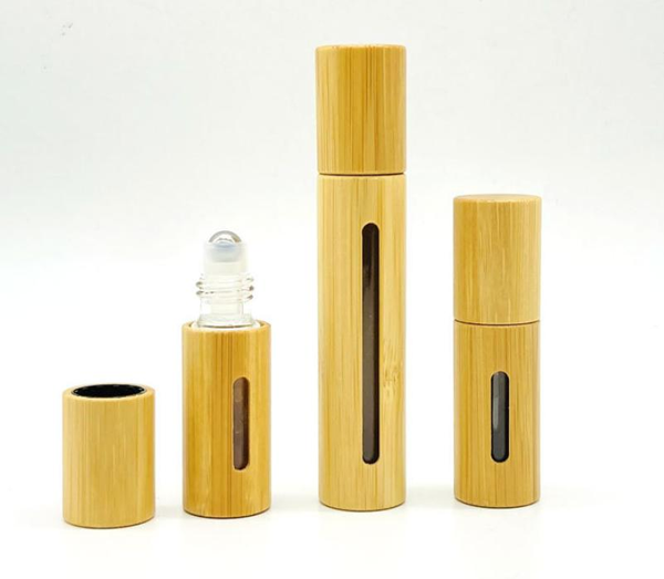 

storage bottles & jars 5ml 10ml bamboo roll on bottle with steel roller glass cosmetic container portable eye essential oil massage ball tub