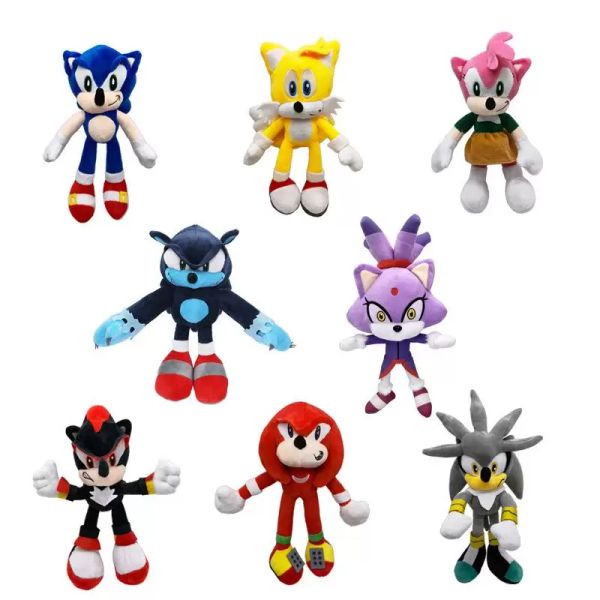 

2022 28cm sonic hedgehog tails knuckles the echidna stuffed animals plush toys gift cartoon creative model doll