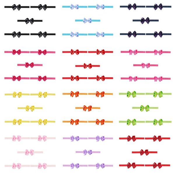 

hair accessories 5 pcs kids baby band cute polka dots elastic ribbon headband girl headwear hatwo1016, Slivery;white