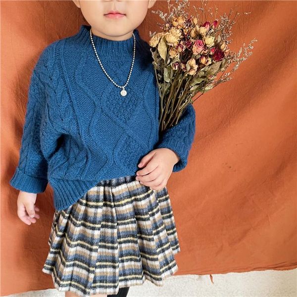 

pullover sweater o-neck collar full sleeve solid cotton fashion warm cute simple comfortable winter autumn kids unsiex, Blue