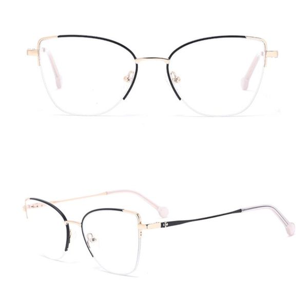 

fashion sunglasses frames 80248 ladies cat eye metal glasses frame men women optical computer eyeglasses, Black