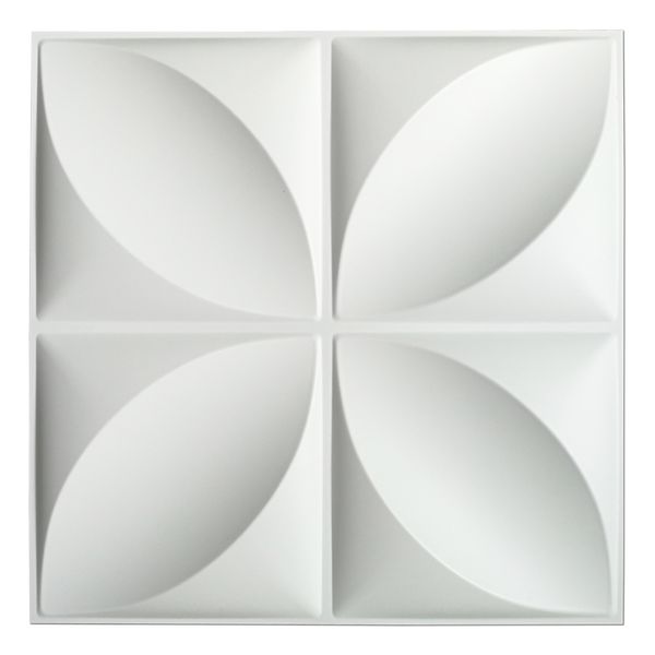 Art3d 50 x 50 cm 3D-Wandpaneele aus Kunststoff, schalldichte Blumen-Design-Aufkleber, weiß, für Wohnzimmer, Schlafzimmer, TV-Hintergrund (Packung mit 12 Fliesen, 32 m²)