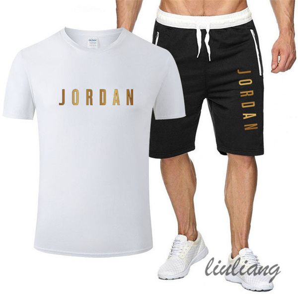 

men's sportswear 2021 t-shirt + shorts + 2-piece solid color clothing suit jogging suit, Gray