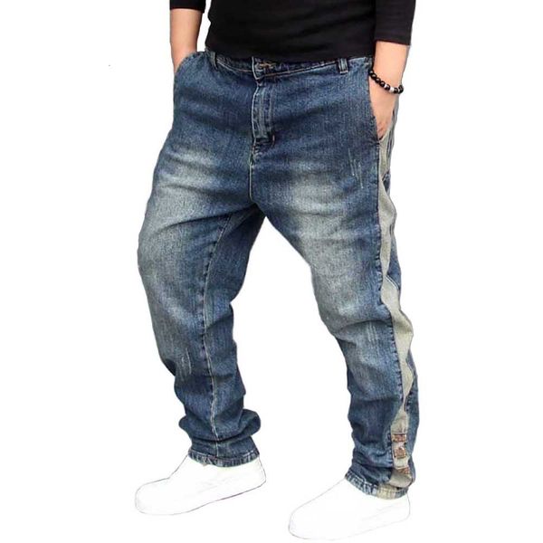 

2021 new fashionable hiphop harem casual straigth men loose baggy cowboy jeans male pants v3ul, Blue
