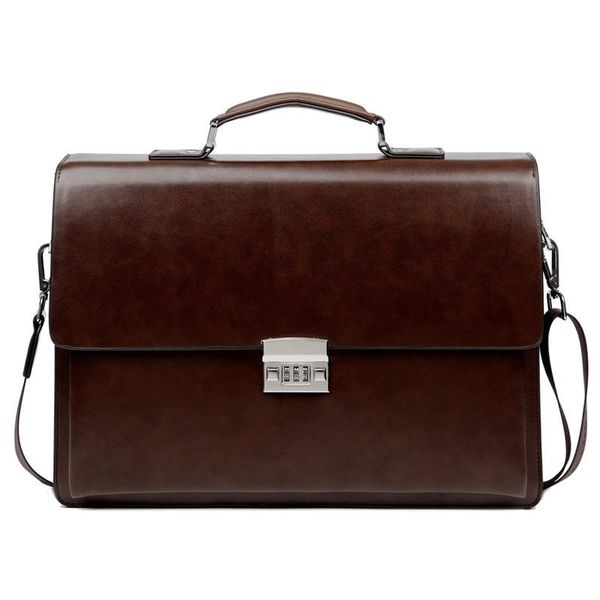 

briefcases male package single shoulder handbag briefcase bring password lock computer genuine leather lapmessenger office bags for men