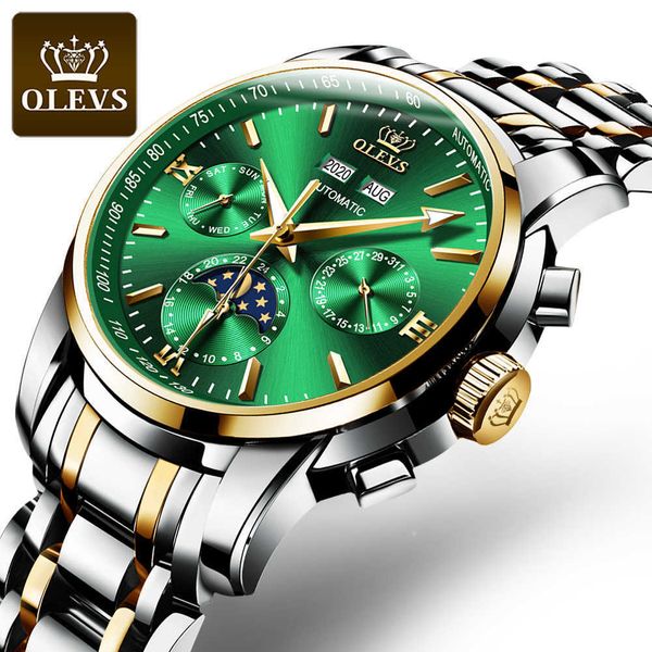 OLEVS Top Brand Orologio meccanico automatico da uomo Orologio da polso maschile con cinturino in acciaio inossidabile impermeabile profondo 210728