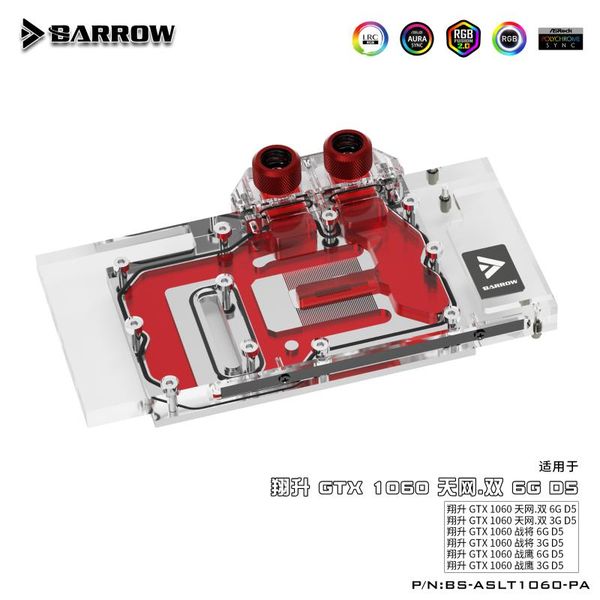 

fans & coolings barrow bs-aslt1060-pa gpu water block for asl gtx1060 skynet dual