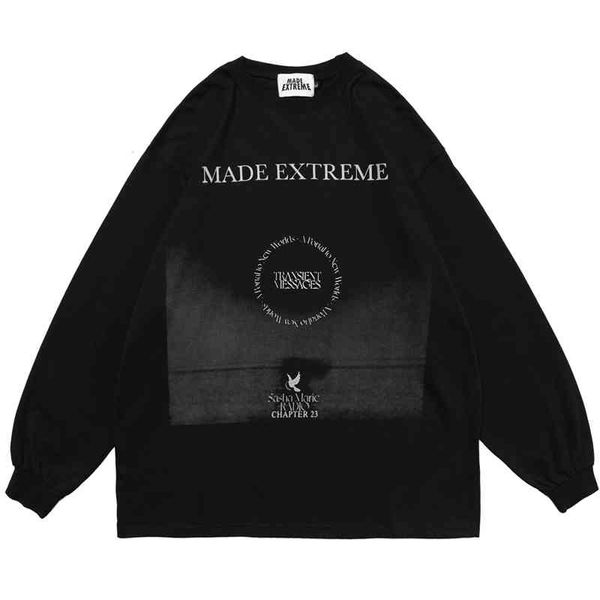 

men's hoodies & sweatshirts hip hop oversized t shirt letter print long sleeve streetwear tshirts harajuku gothic fashion casual cotto, Black