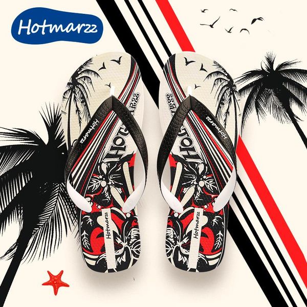 

slippers marzz men's flip flops coconut tree pattern collection, Black