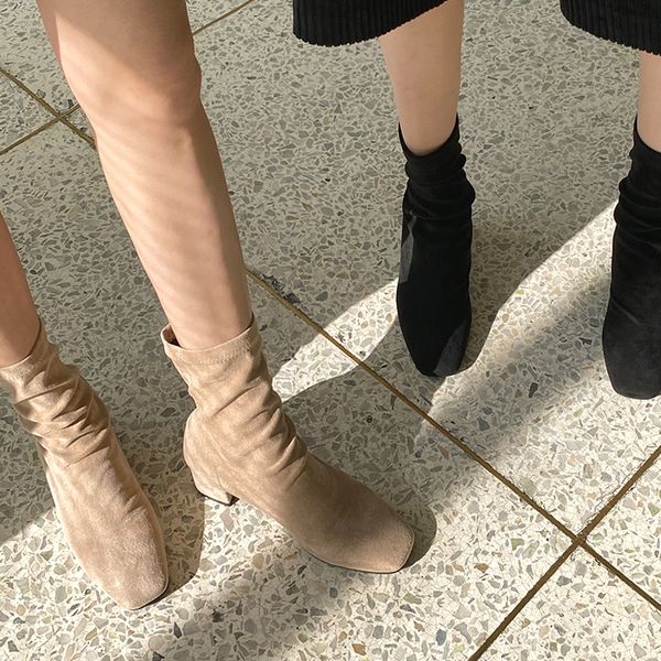 

women size 33-42 boots head heels thick side women's shoes black 30yw