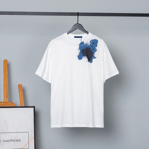 2022SS SEGHTHIRT SAGGIO Summer Nuova stampa di cotone di cotone di alta qualità Maglietta a pannello rotondo pannello rotondo T-shirt oversize Colore Black Bianco TE3T4