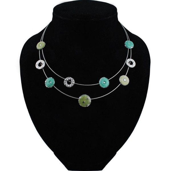 

chains charm necklace pendant mixed color enamel fashion jewelry, Silver