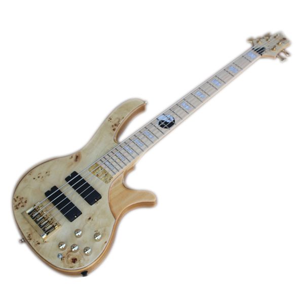 Factory Outlet-5-Saiten-Neck-Thru-Body Elecle-Bassgitarre mit Ahorn-FRETOBOARD, Logo / Farbe kann angepasst werden