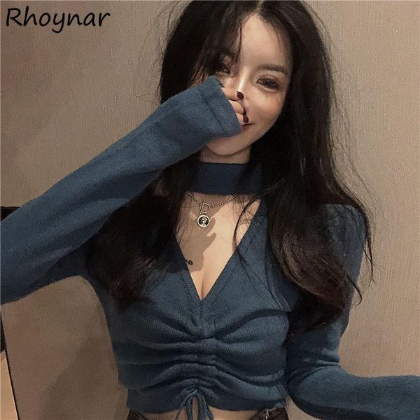 

women's sweaters sweater pullovers women vintage lace-up design tender ladies all-match korean style fashion chic skinny leisure autumn, White;black