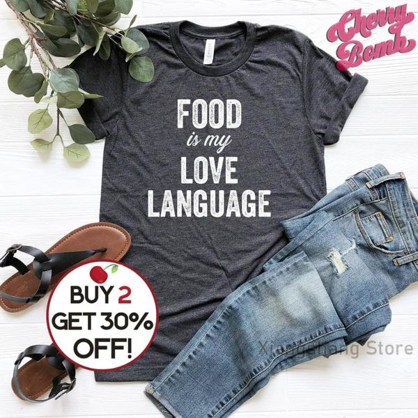 Erkekler Tişörtleri Komik Yemek Alıntı Tshirt benim aşk dili sevgilim Gift Foodie IE şefi veya yemek pişirme meraklısı
