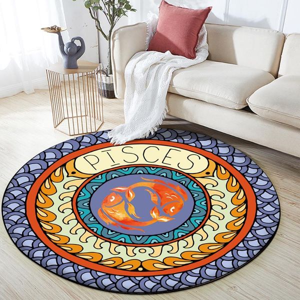 

carpets 12 constellation pisces round floor mat 3d flannel anti-slip carpet durable home bedroom living room decoration