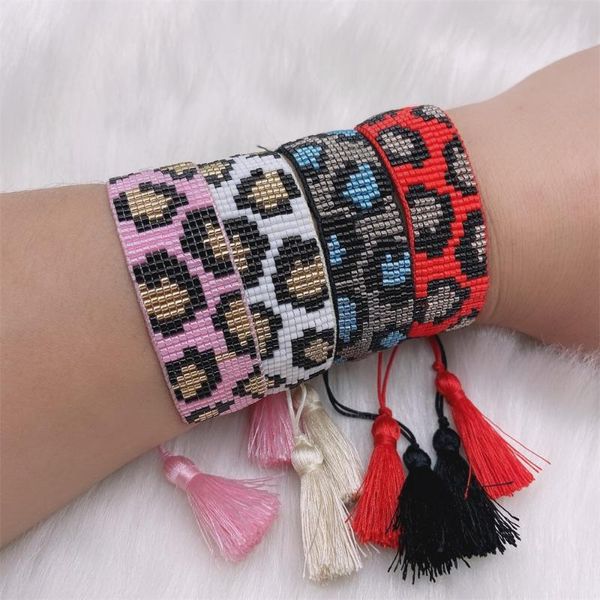 

beaded, strands zhongvi leopard bracelets for women pulseras mujer moda 2021 miyuki armband jewelry handmade accesorios gift wholesale, Black