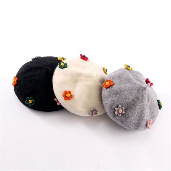 

beanies 2021 autumn winter cute wool pumpkin hat sboy cap beret flower