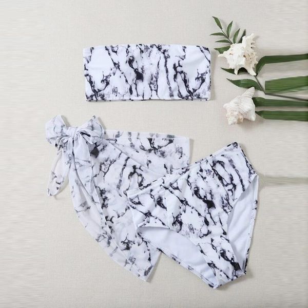 

women's swimwear 2021 summer women 3pcs bikini set plus size print tankini swimjupmsuit swimsuit beachwear bandeau padded mujer #g3, White;black