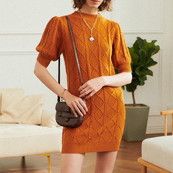 

casual dresses fashion ladies knit autumn winter japanese korean style round neck pullover lantern sleeve short mini bodycon ygud, Black;gray