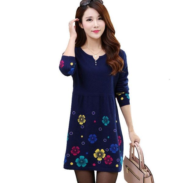 

2021 new autumn winter women floral print tricot wool pullover knitwear female loose knitted sweater pull femme k172sb81, White;black