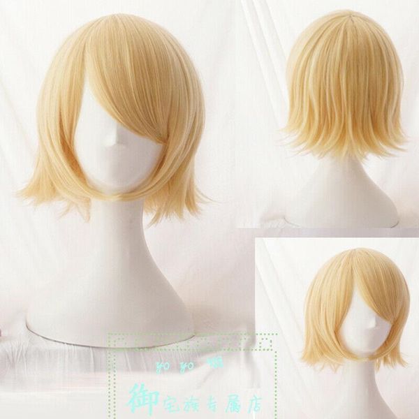 

other event & party supplies anime character cosplay wig halloween carnival short gold natural straight heat-resistant synthetic fibe