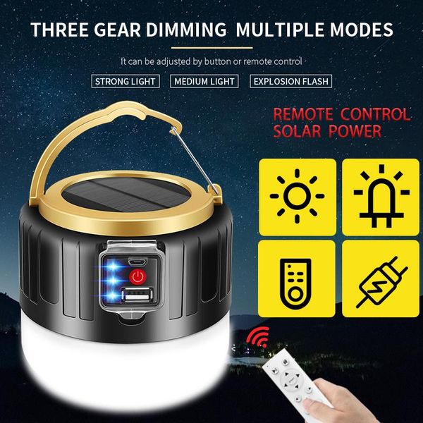 

portable lanterns 280w solar camping light usb rechargeable super bright searchlights led work lighting lantern night emergency camp bulb