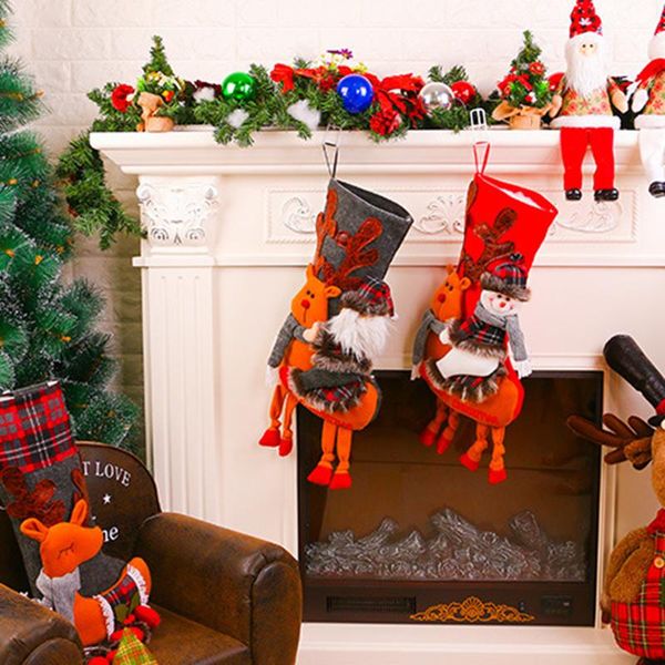 

christmas decorations socks decoration tree pendant candy gift bag large cute cartoon riding deer