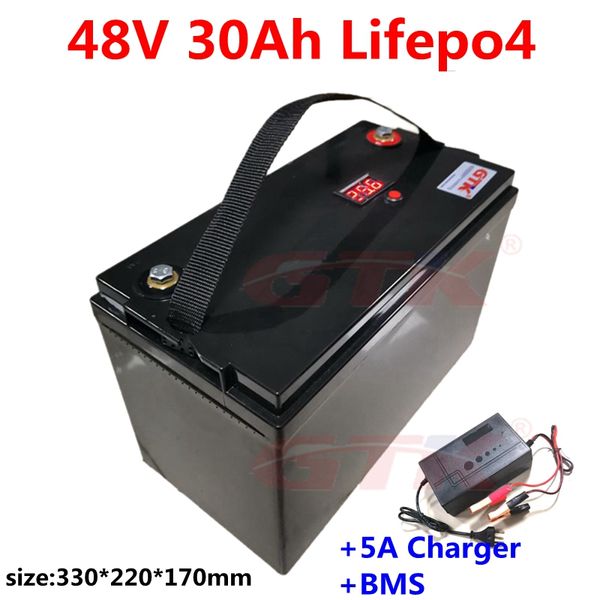 Batteria ricaricabile agli ioni di litio LiFePO4 48V 30ah per moto 2000W ebike scooter elettrici Pedicab elettrici + caricabatterie 5A