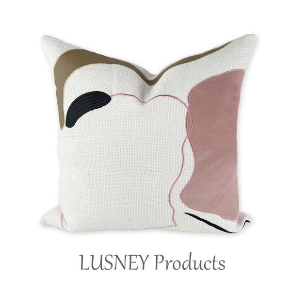

sofa model room children girl room nordic ins light luxury style simple modern pink patch embroidered pillow cushion