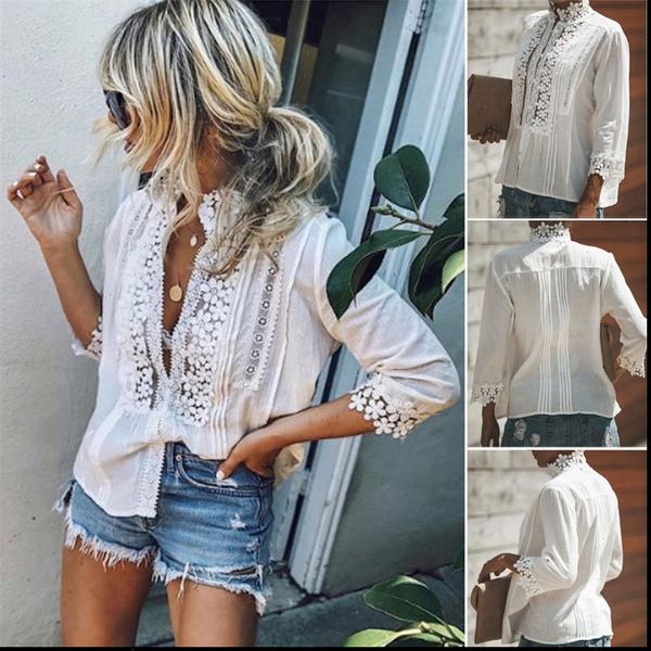 

new fashion women casual sleeveless vest blouse ladies summer shirt lace 100% cotton regular blouse long sleeve shirts, White