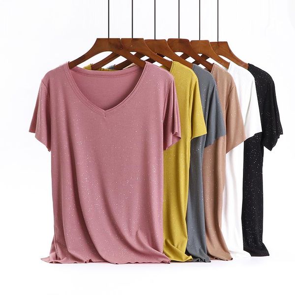 

women's blouses & shirts 2021 chic summer short sleeve t-shirts women v-neck casual modal soft loose laby clothes woman t, White