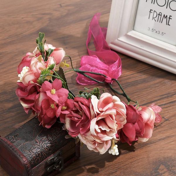 

haimeikang wedding flower crown bridal headband floral hair wreath ribbon maternity girl headwear hair accessories f qylqpf, Silver